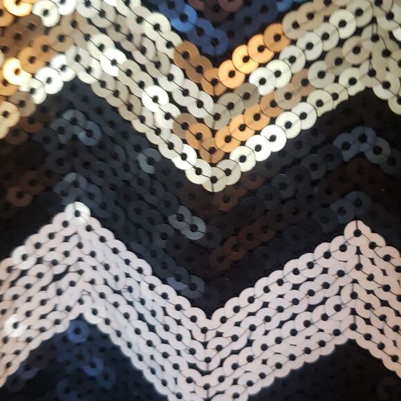 Alya Sequin Halter Party Dress M | Black Gold White Sparkle Swiftie Style - Picture 3 of 8